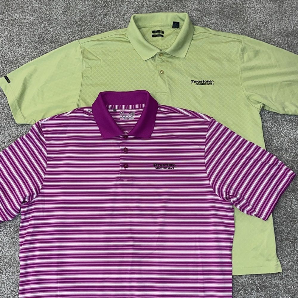 2-The famous Firestone Country Club Polo Golf shirt L polyester Akron Ohio